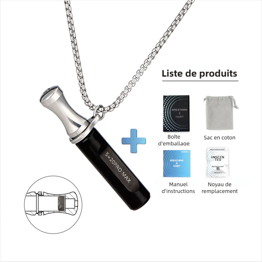 Collier de Respiration en Acier Inoxydable pour Soulager l'Anxiété