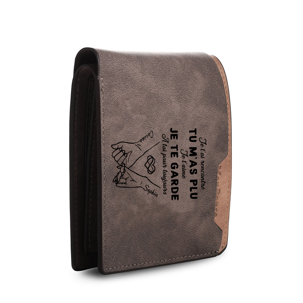 Portefeuille Homme Personnalisé avec Date Spéciale, Cadeau Romantique Anniversaire Noël Saint Valentin pour Compagnon Mari