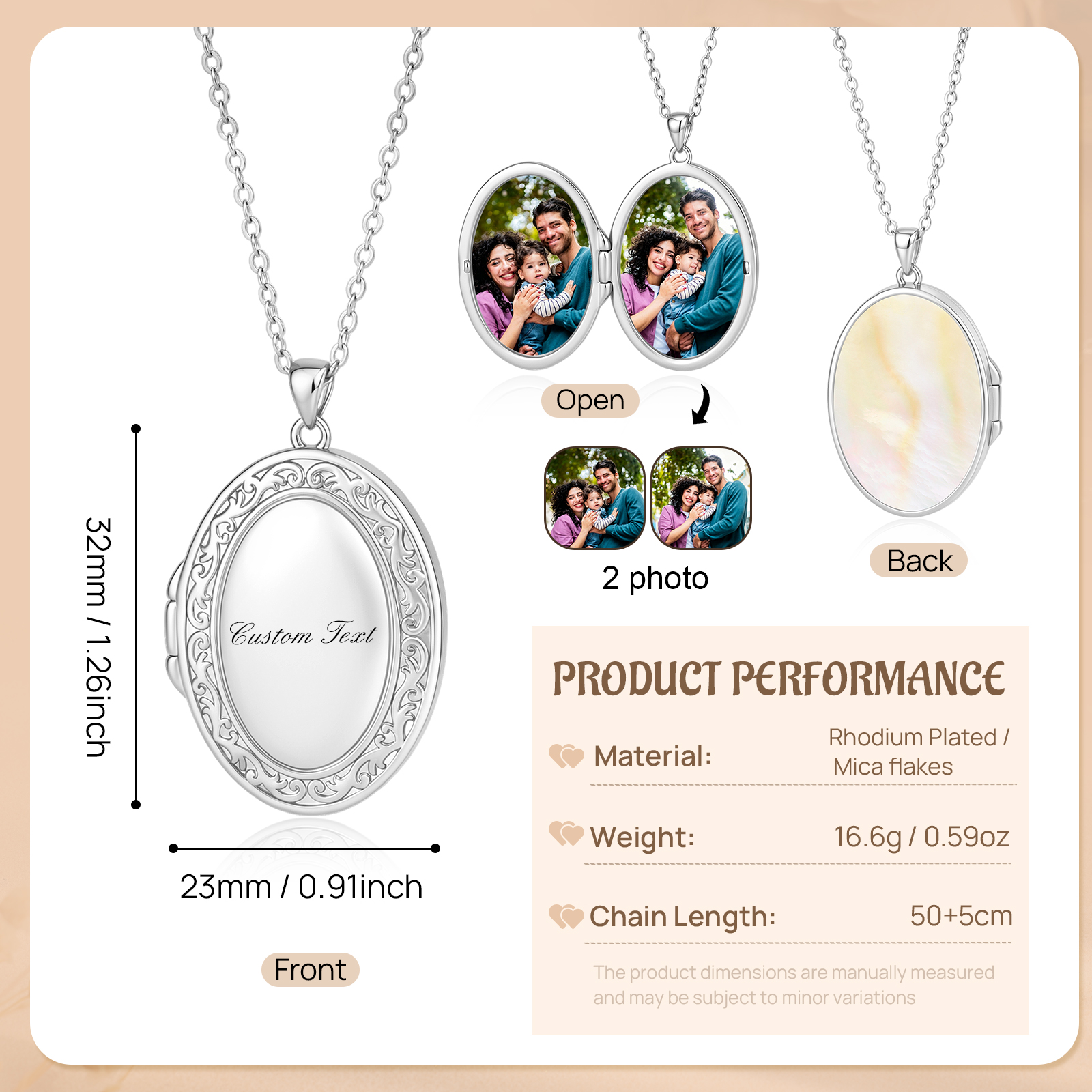Collier Médaillon Ovale Personnalisé NFC avec 2 Photos – Bijou Vintage pour Femme