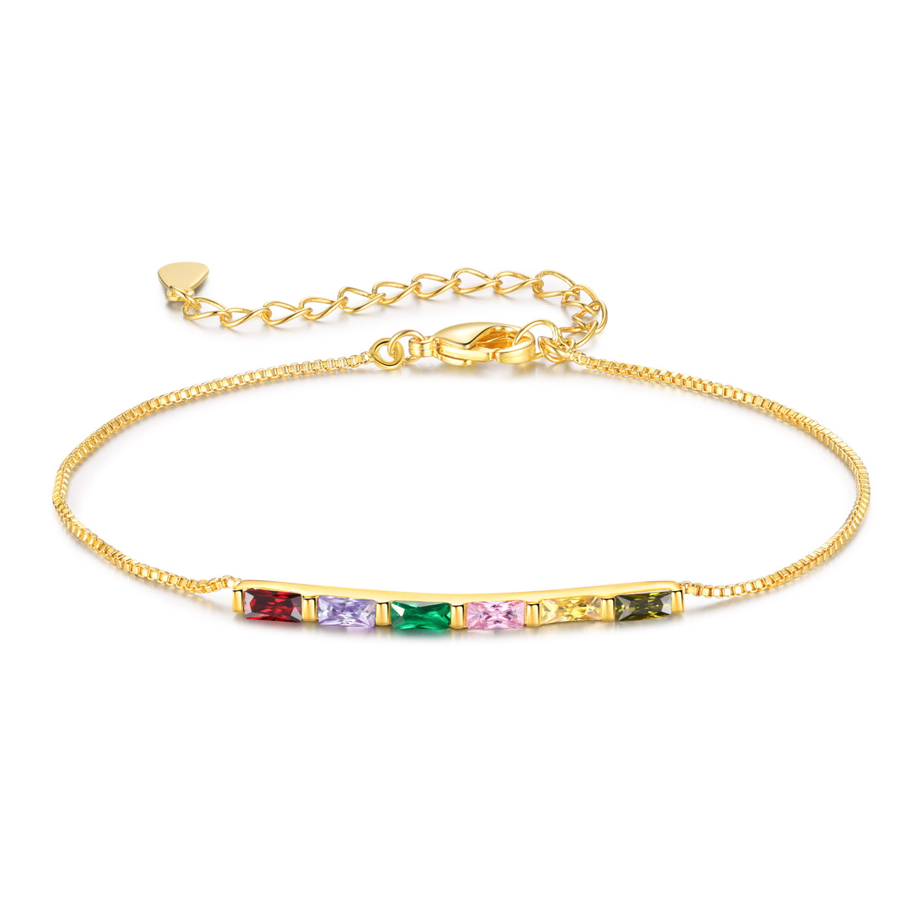 Bracelet Personnalisé à Pierres de Naissance – Chaîne Dorée Minimaliste Ajustable pour Femme