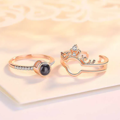 100 langues "Je t'aime" Bague Couronne Projection de Pierres Photo Personnalisée | Jessemade