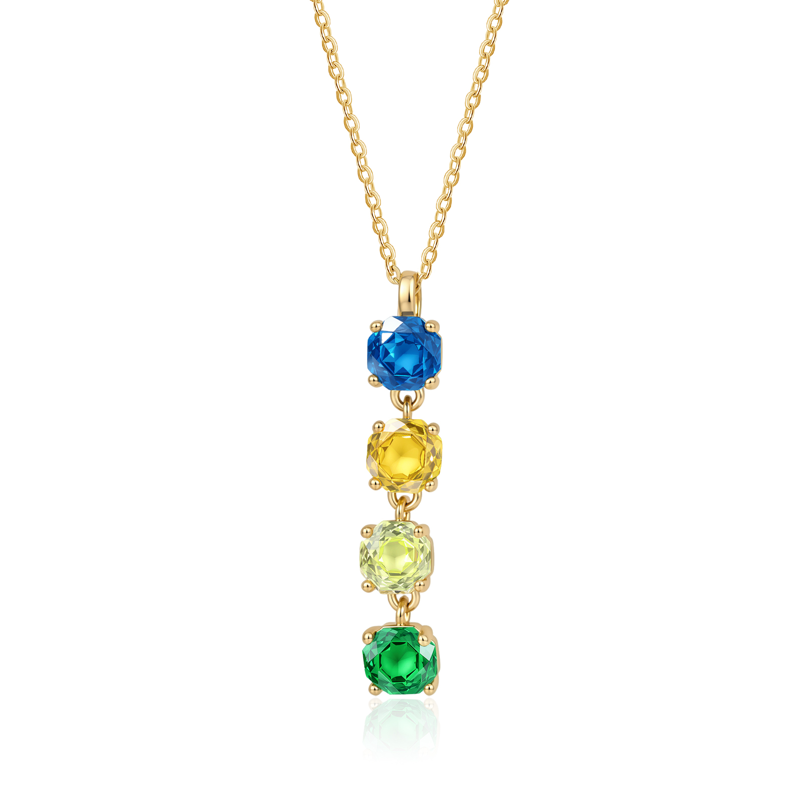 Collier Personnalisé avec 2 à 6 Pierres de Naissance, Collier Vertical pour Femme