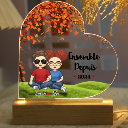 Lampe de chevet personnalisé 2 prénoms LED personnalisés avec texte amoureux pour couple | Jessemade