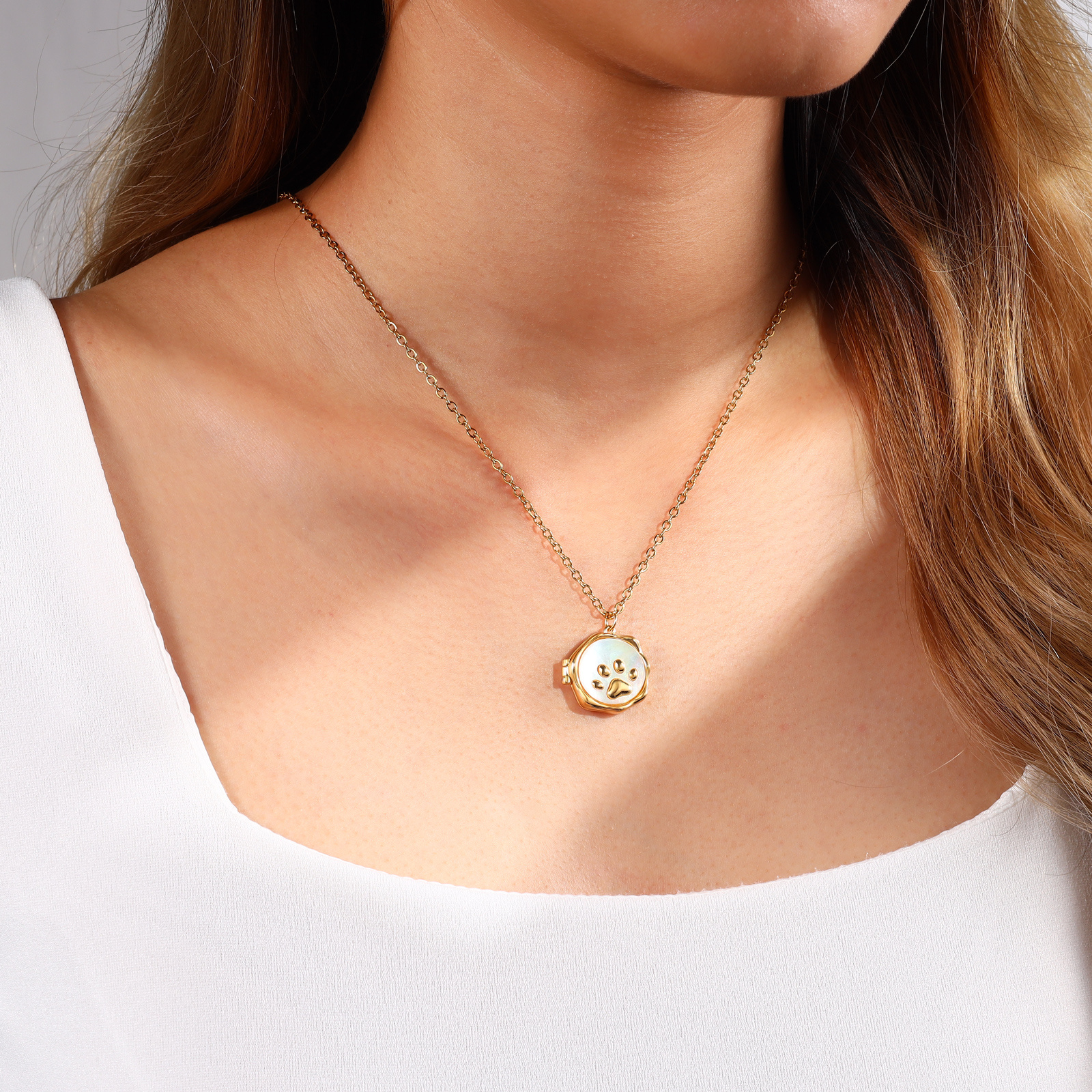 Collier Médaillon Empreinte de Patte avec Photo Personnalisée – Cadeau pour Amoureux des Animaux