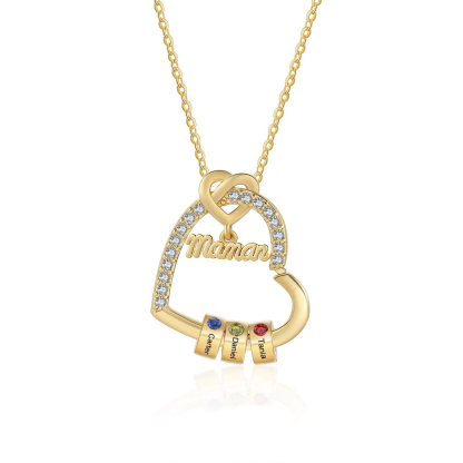 À Maman - Collier Cœur Personnalisé avec 3 Prénoms et 3 Pierres de Naissance – Cadeau pour Femme, Maman  | Jessemade