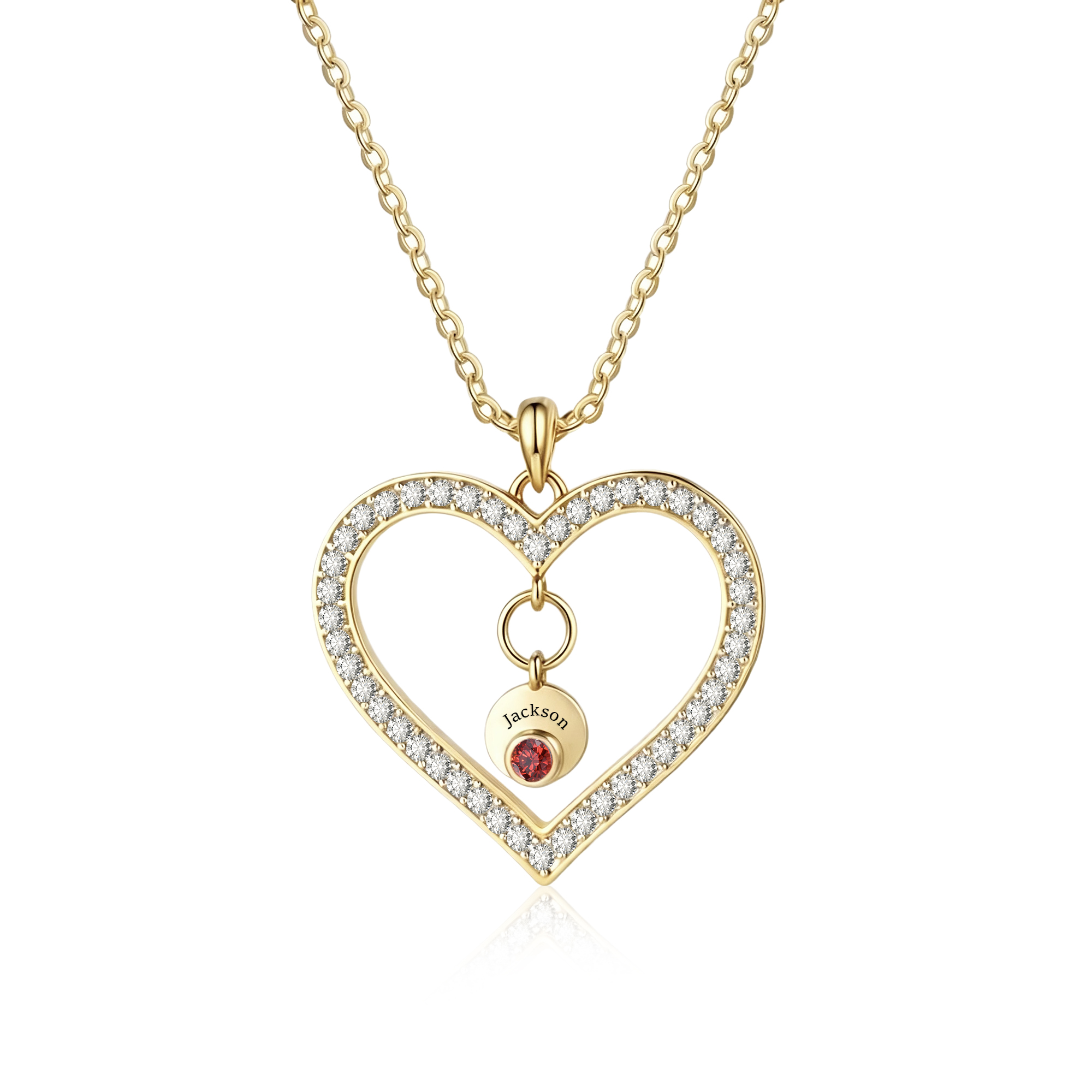 Collier Cœur Personnalisé avec 1 à 5 Prénoms & Pierres de Naissance – Pendentif pour Femme