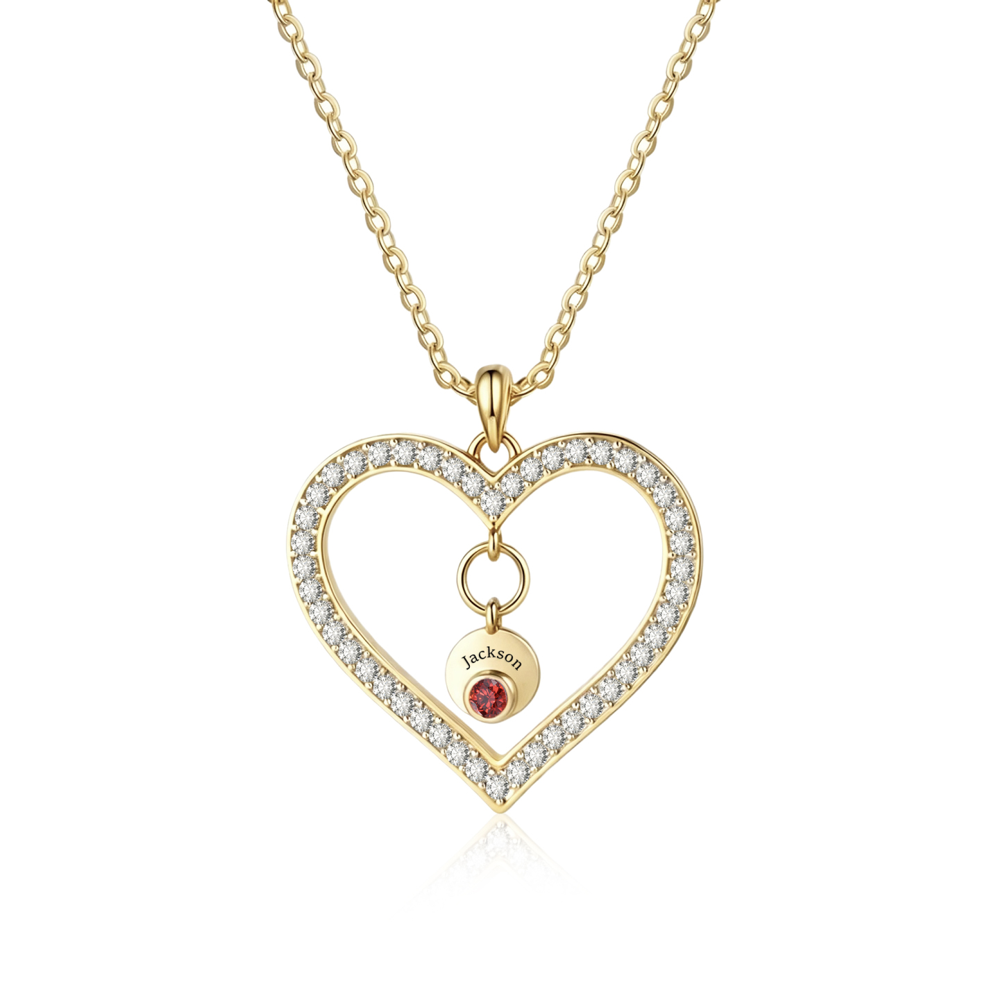 Collier Cœur Personnalisé avec 1 à 5 Prénoms & Pierres de Naissance – Pendentif pour Femme