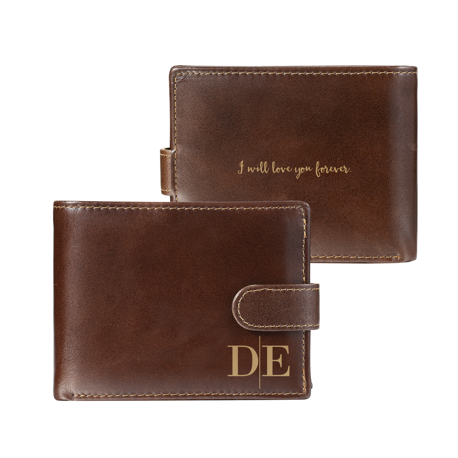 Portefeuille Homme Personnalisé en Cuir Véritable, triple volet, avec protection RFID, personnalisé avec Initiales et Nom