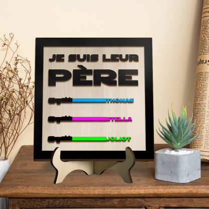 Je suis leur Père/Papa/Papi – Décoration en bois Personnalisée avec 1-6 Prénoms d'enfants, Plaque en Bois pour Papa ou Grand-père | Jessemade