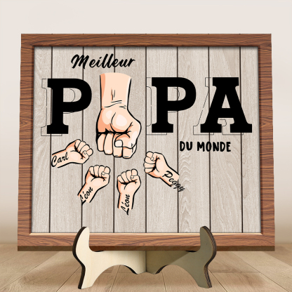1 à 6 prénoms et poings - Plaque en bois personnalisée Cadeau pour la fête des pères | Jessemade