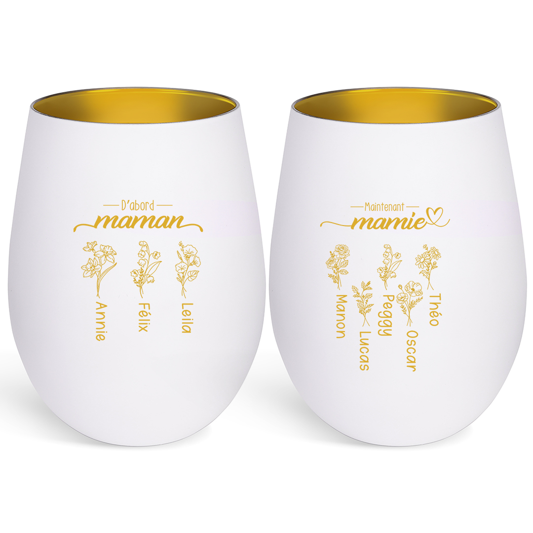 Photophore Personnalisé en Verre Personnalisé avec 2-10 Fleurs de naissance et Prénoms pour Maman ou Mamie