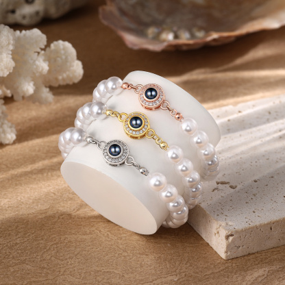 Bracelet perlé avec projection photo personnalisée – Cadeau pour Femme, Maman, Amie