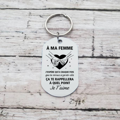 Porte-Clés la main dans la main Personnalisé avec Prénoms pour femme épouse