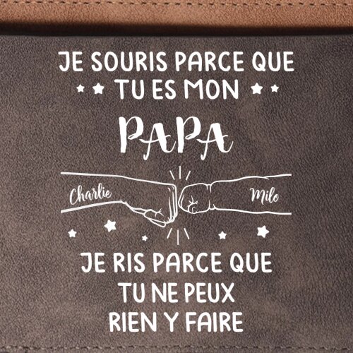Portefeuille Personnalisée avec 2 Prénoms et motif poings – Cadeau pour papa | Jessemade