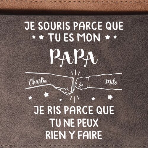 Portefeuille Personnalisée avec 2 Prénoms et motif poings – Cadeau pour papa | Jessemade