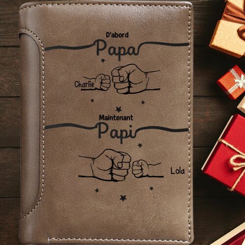 À mon Papi/Papa - Portefeuille Classique Poings 2-12 Prénoms Personnalisés Porte-Monnaie Carte | Jessemade