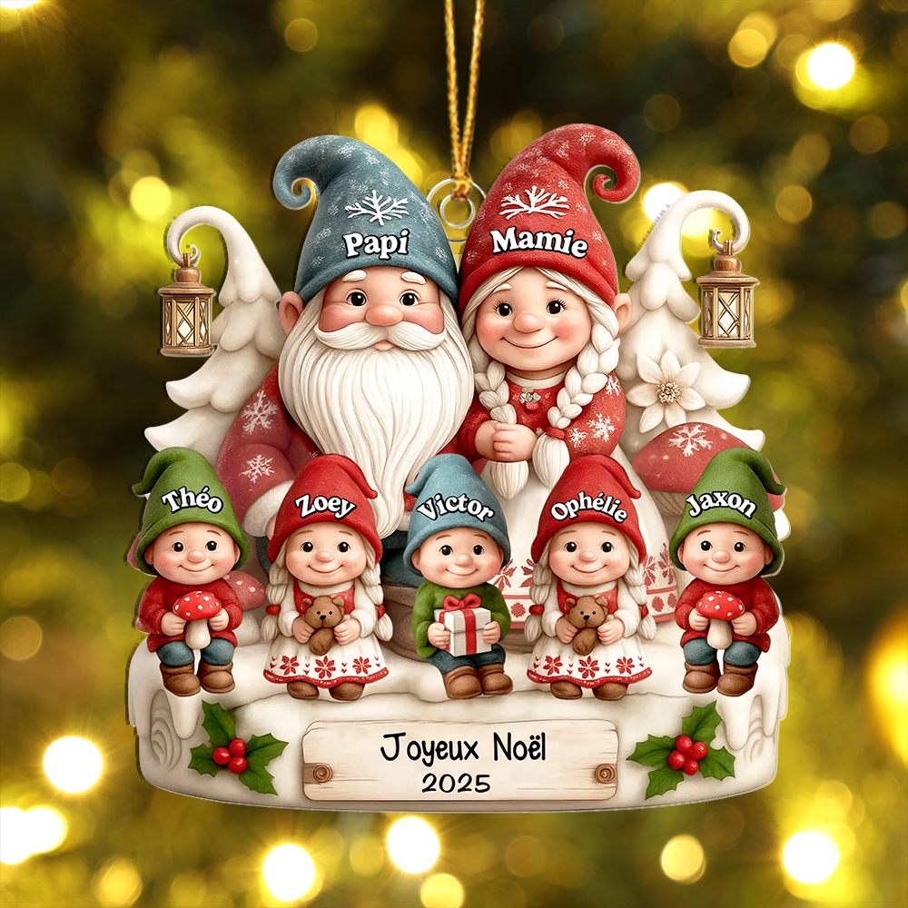 Décoration Sapin Noël Personnalisée avec une Famille de Lutins