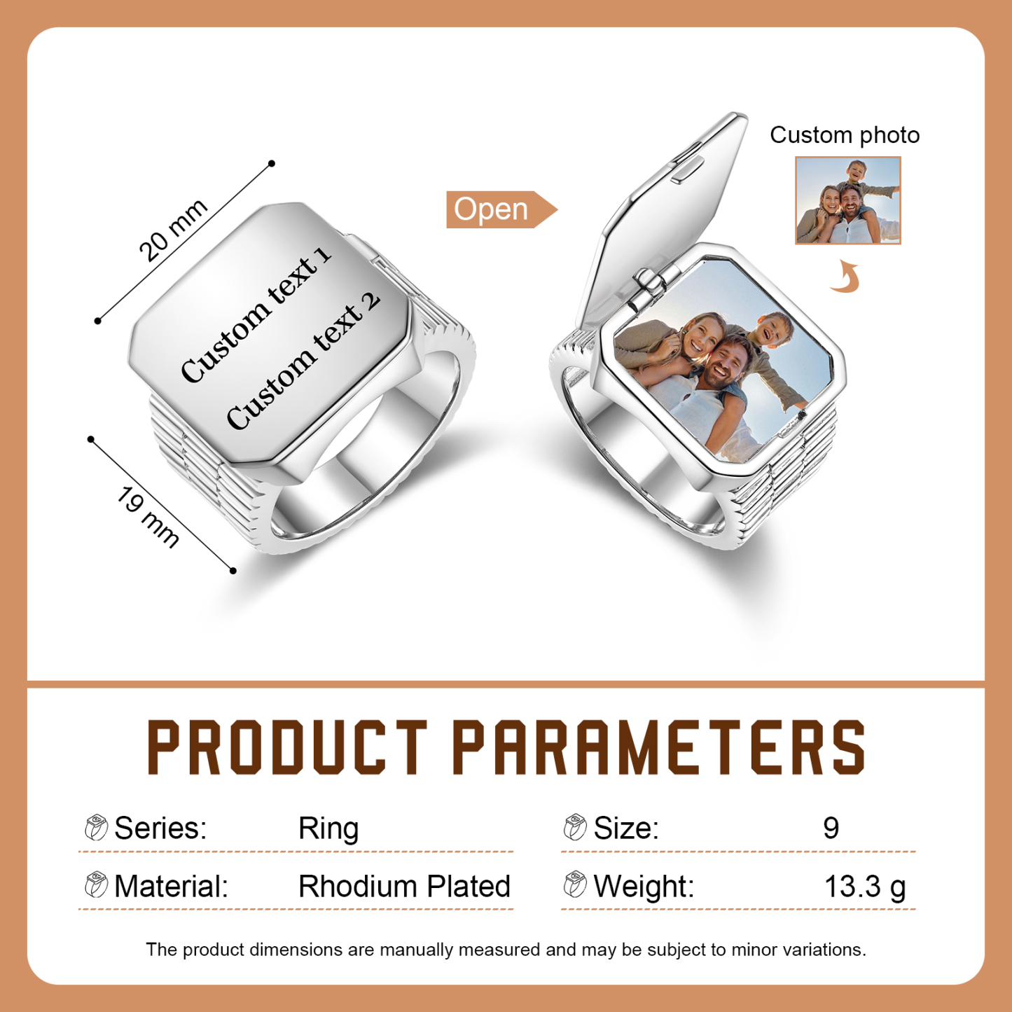 Chevalière Personnalisée pour Homme, Photo à l'intérieur