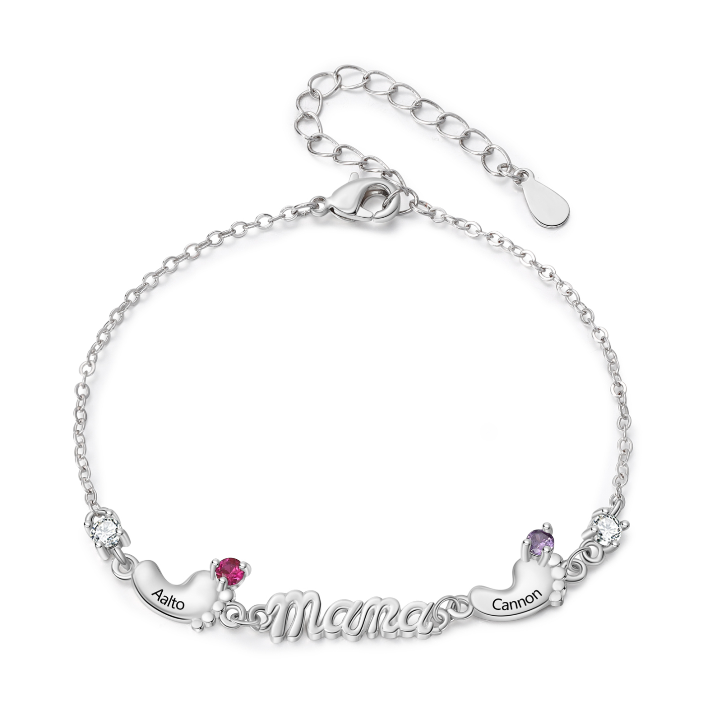 Bracelet personnalisé avec prénom de maman et pierre de naissance, cadeau familial personnalisé pour la fête des Mères, un anniversaire ou Noël pour maman | Jessemade