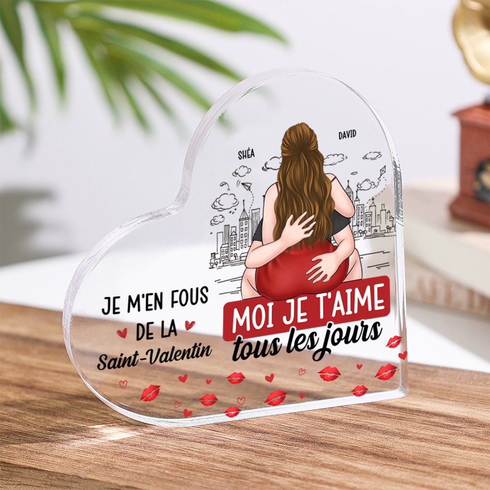 Plaque Acrylique Cœur Personnalisée – « Je t’aime tous les jours » – Cadeau Saint-Valentin pour Couple
