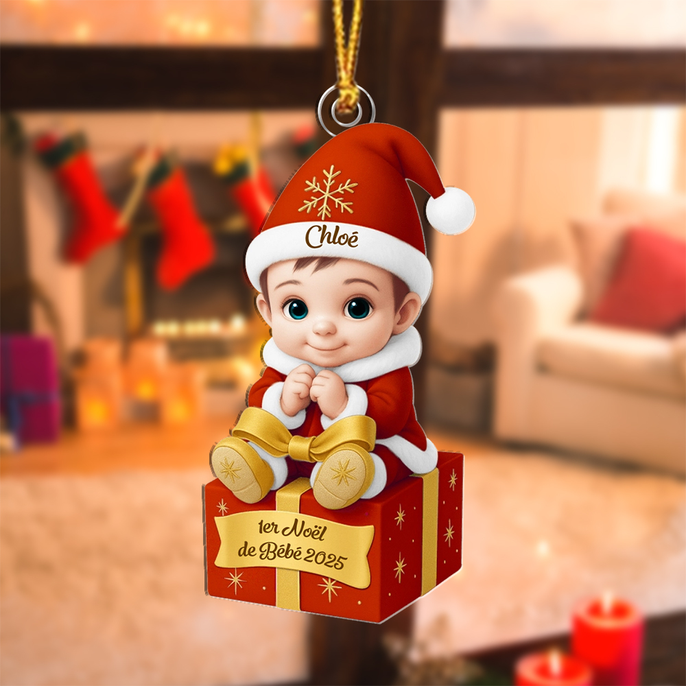 Décoration Sapin Noël Personnalisée – Bébé sur Cadeau pour 1er Noël