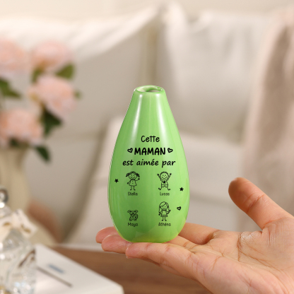 Vase soliflore en céramique personnalisé avec 1 à 6 Prénoms pour Maman/Mamie