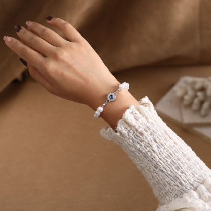 Bracelet perlé avec projection photo personnalisée – Cadeau pour Femme, Maman, Amie