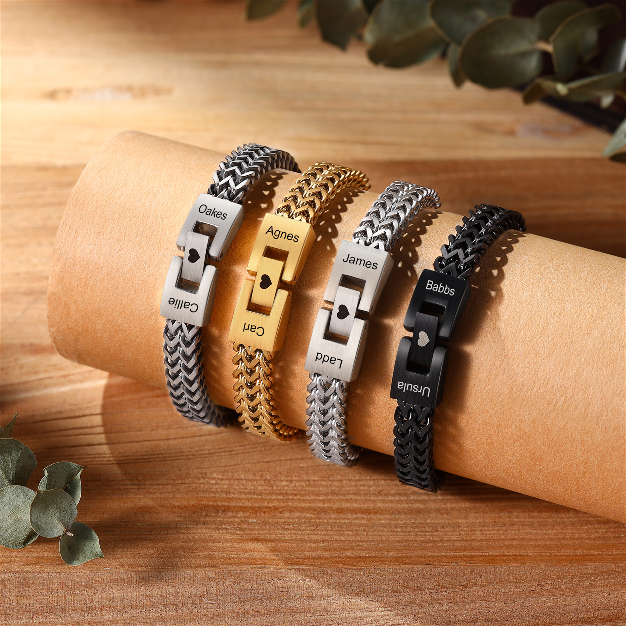 Bracelet Homme Personnalisé en Acier Inoxydable à Maillons Cubains avec Nom