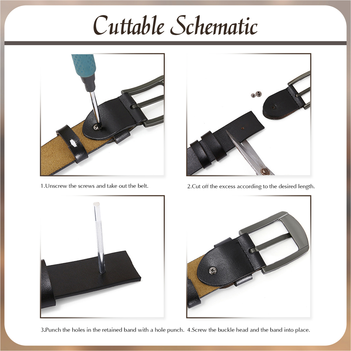 Ceinture Personnalisée avec Message d'Amour, Cadeau romantique pour Homme, Mari, Petit Ami