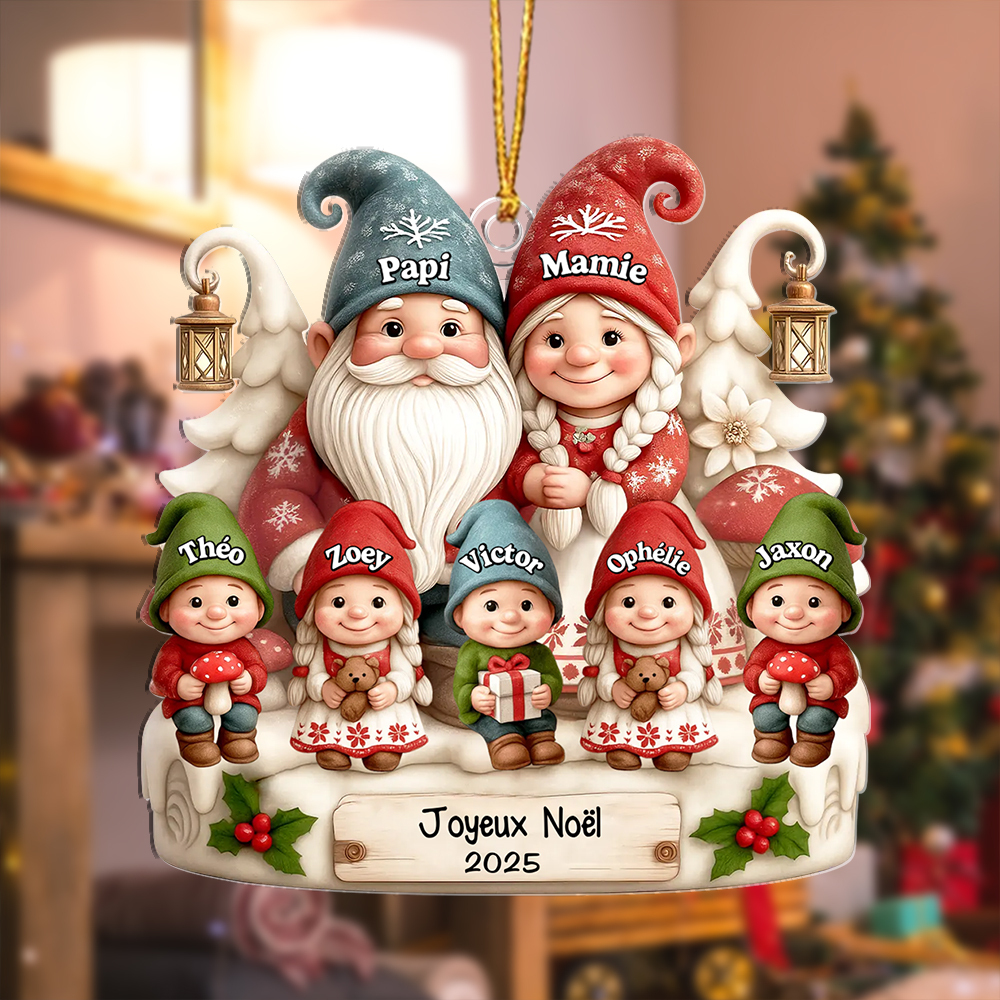 Décoration Sapin Noël Personnalisée avec une Famille de Lutins