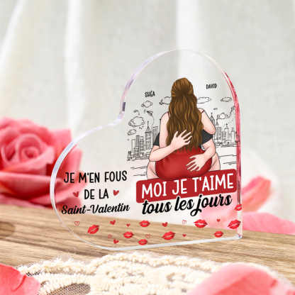 Plaque Acrylique Cœur Personnalisée – « Je t’aime tous les jours » – Cadeau Saint-Valentin pour Couple
