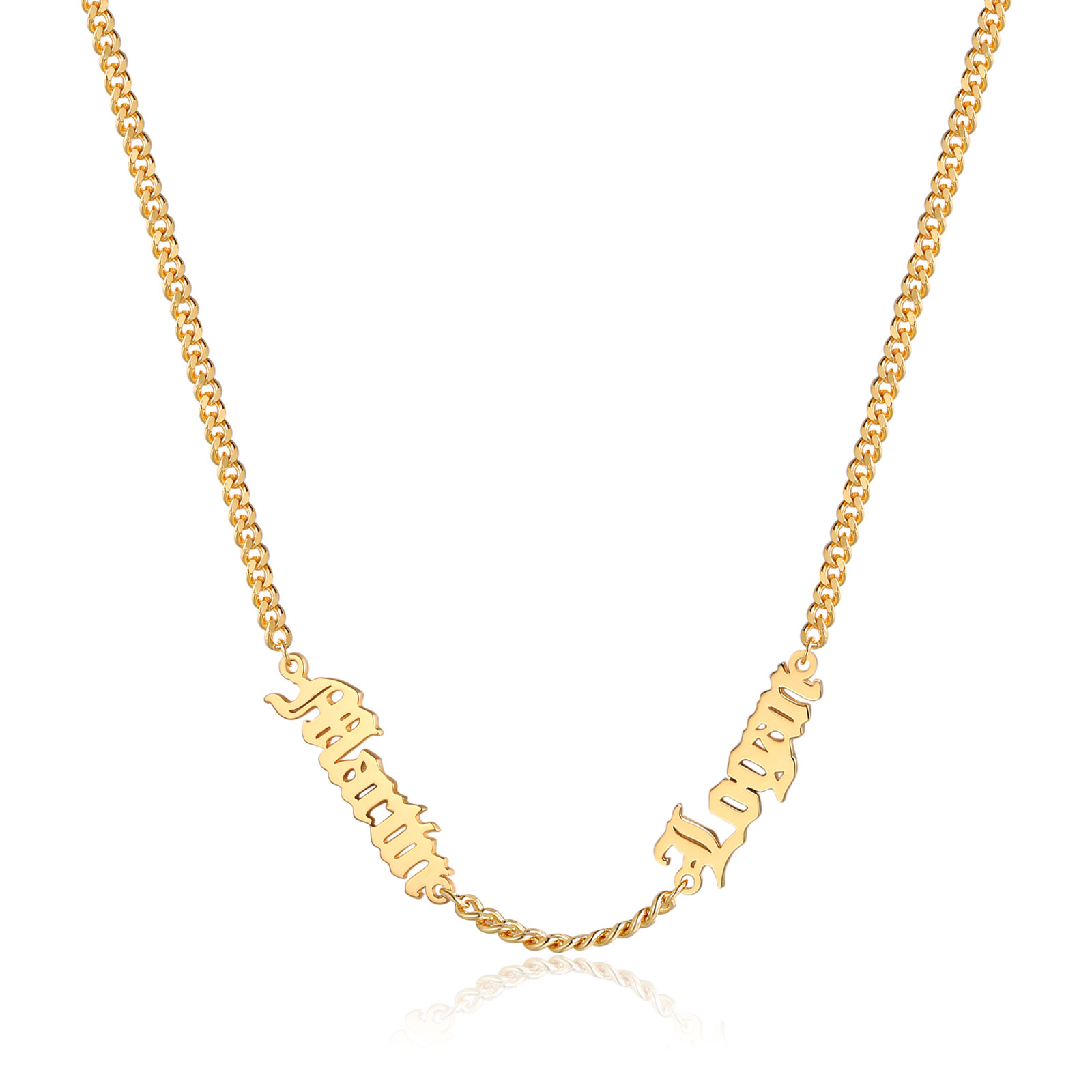 Collier Prénoms Gothique Personnalisable, 1-5 Noms