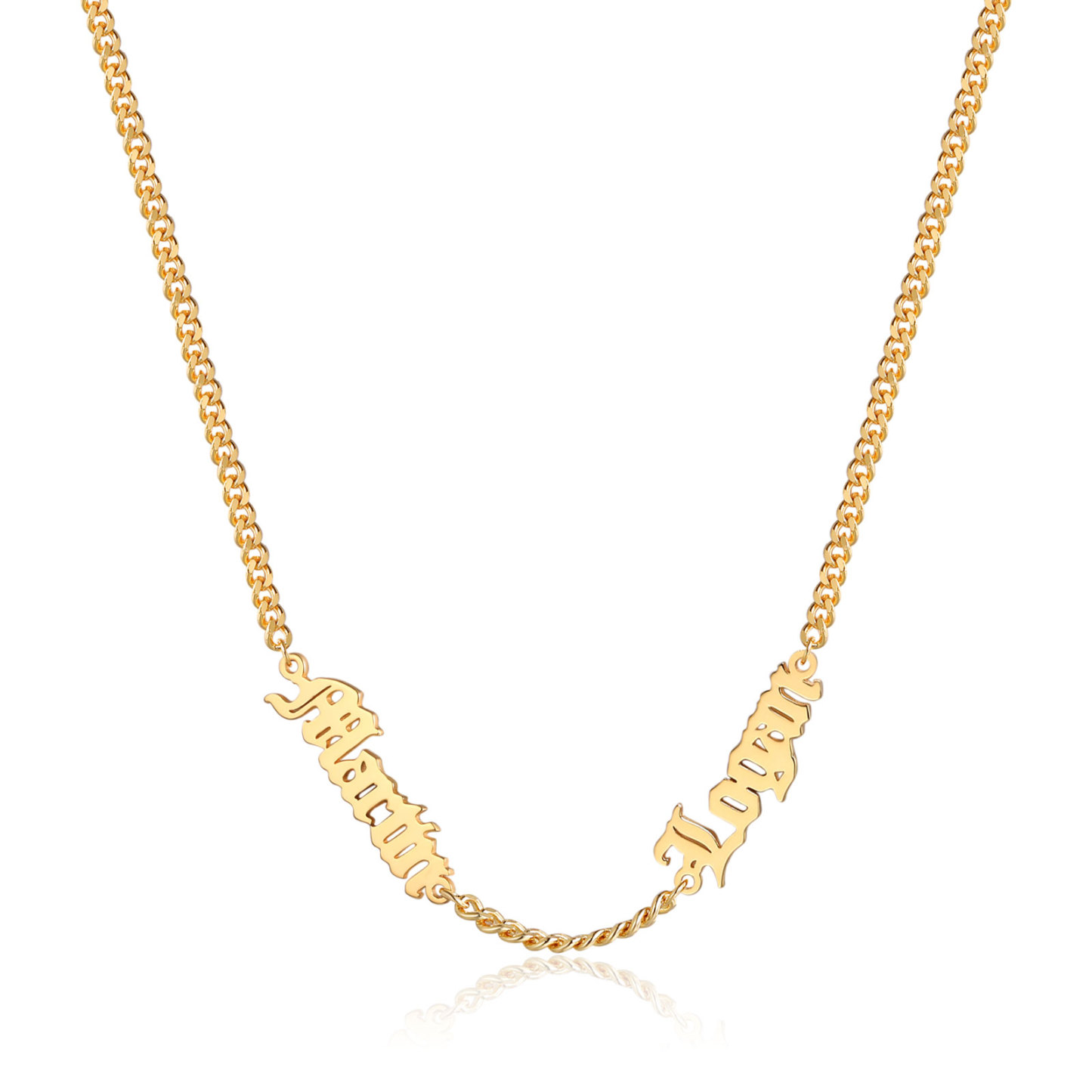 Collier Prénoms Gothique Personnalisable, 1-5 Noms