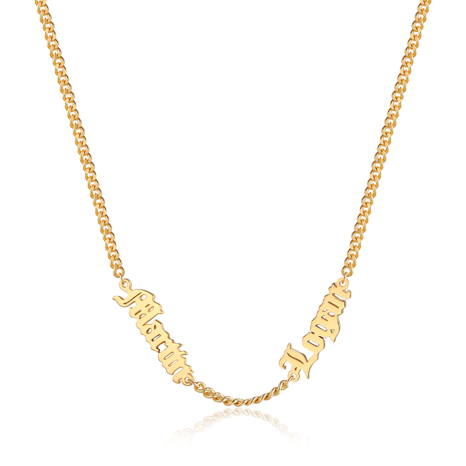 Collier Prénoms Gothique Personnalisable, 1-5 Noms