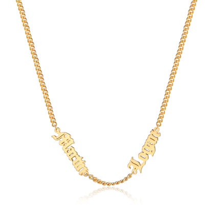 Collier Prénoms Gothique Personnalisable, 1-5 Noms