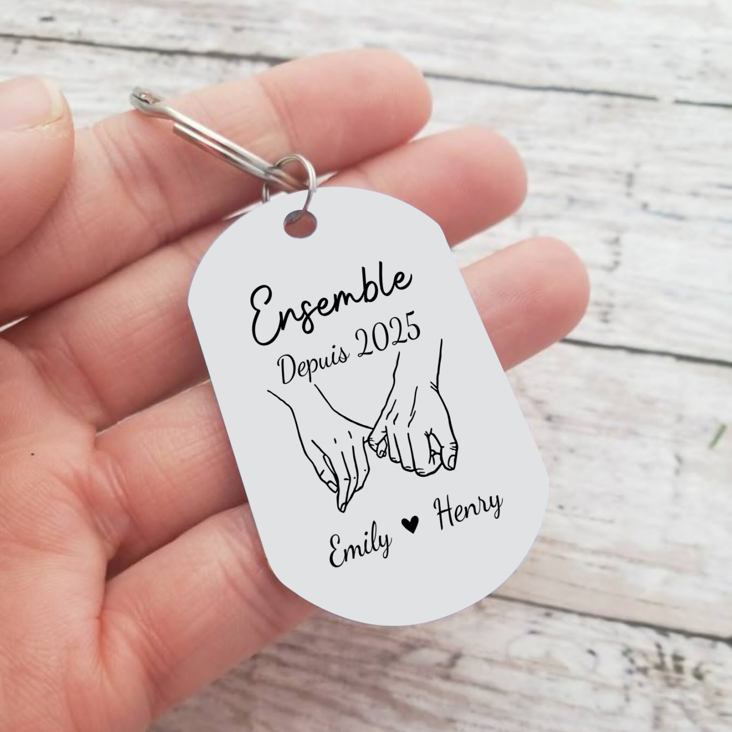 Porte-Clés pour Couple gravé « Conduis prudemment » Personnalisé