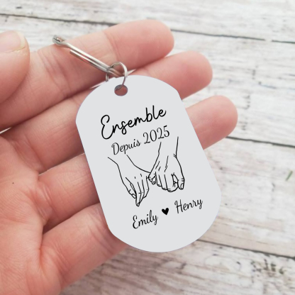 Porte-Clés pour Couple gravé « Conduis prudemment » Personnalisé