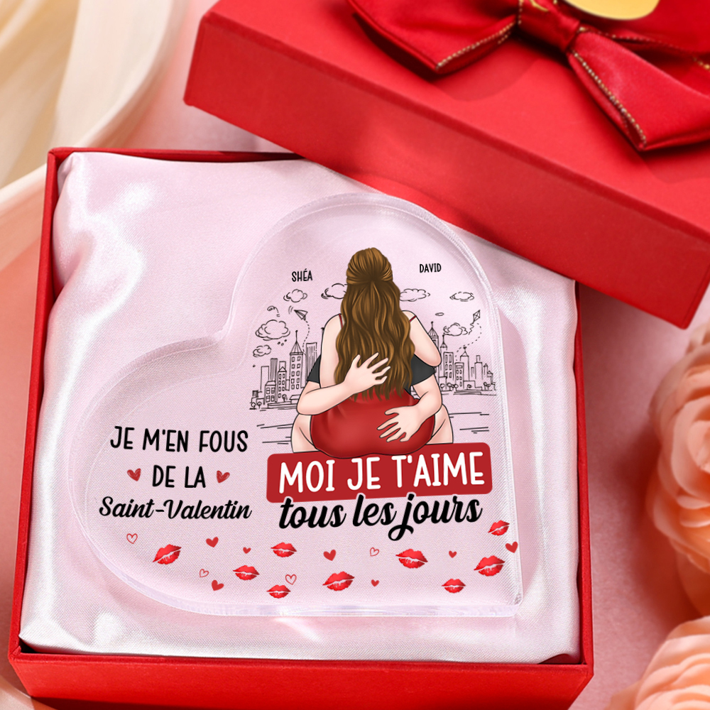Plaque Acrylique Cœur Personnalisée – « Je t’aime tous les jours » – Cadeau Saint-Valentin pour Couple