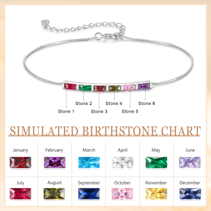 Bracelet personnalisé en argent 925 avec 1 à 6 pierres de naissance – Bracelet minimaliste pour Femme