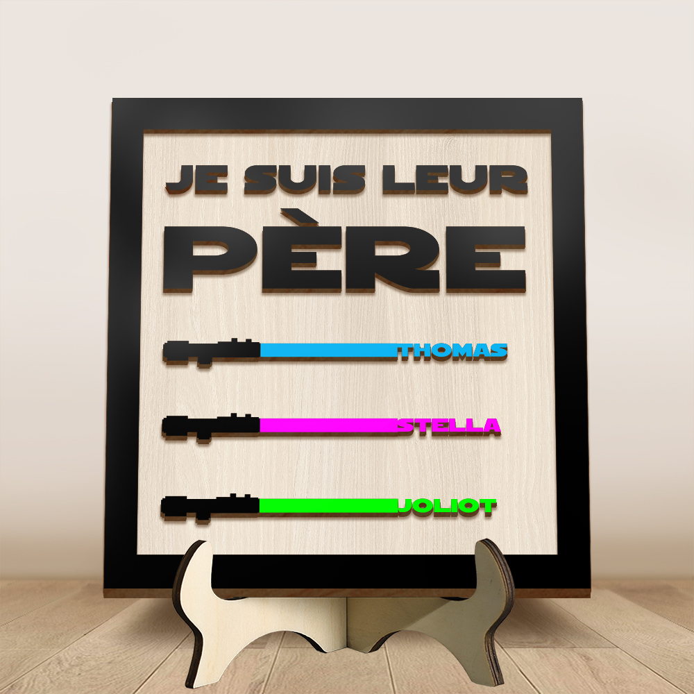 Je suis leur Père/Papa/Papi – Décoration en bois Personnalisée avec 1-6 Prénoms d'enfants, Plaque en Bois pour Papa ou Grand-père | Jessemade