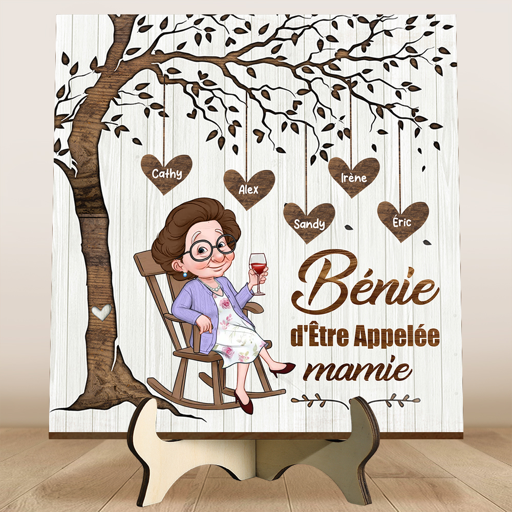 Cadeau Mamie personnalisé cadre bois arbre de famille 1 à 7 prénoms Fête des Grands Mères Anniversaire Noël pour grand mère | Jessemade