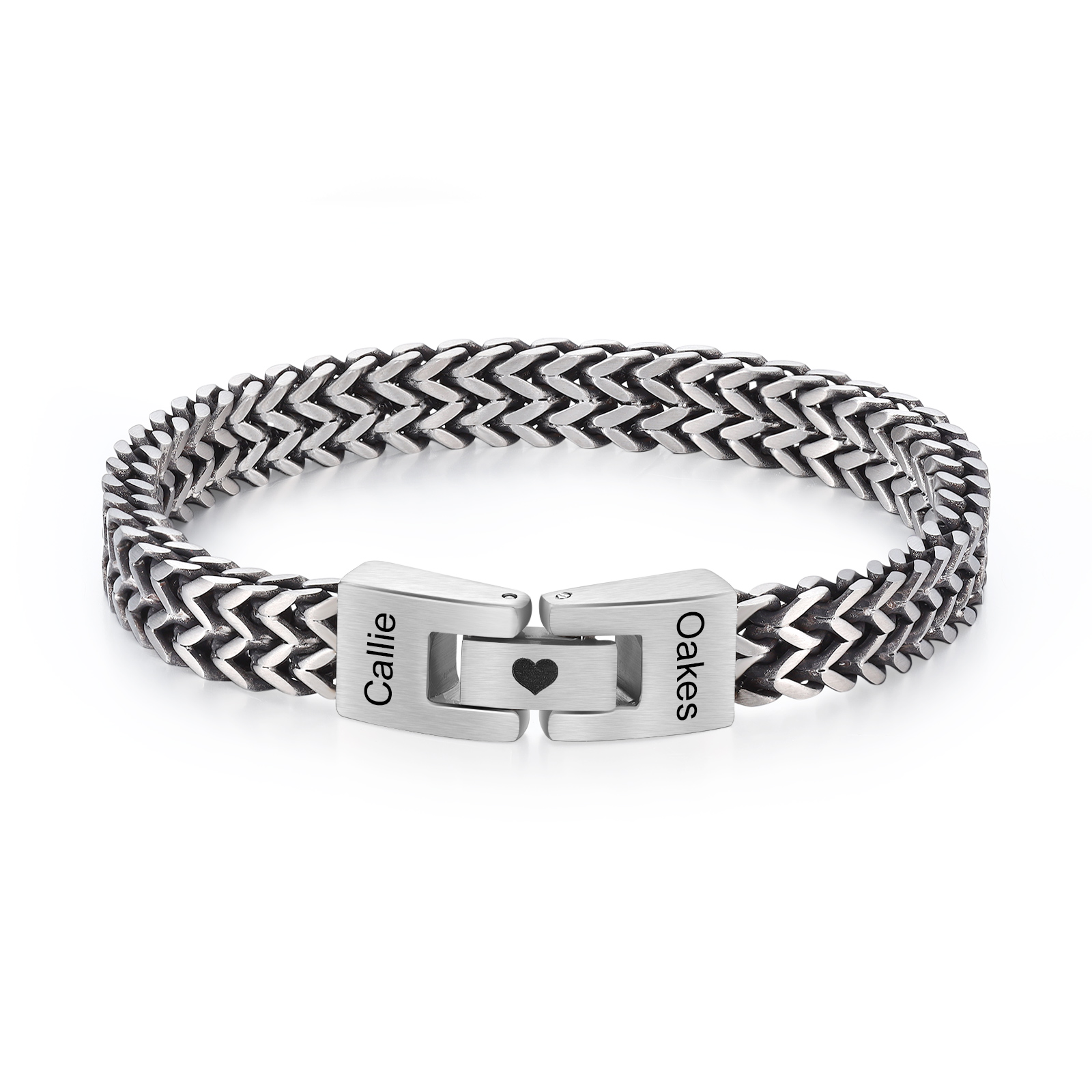 Bracelet Homme Personnalisé en Acier Inoxydable à Maillons Cubains avec Nom