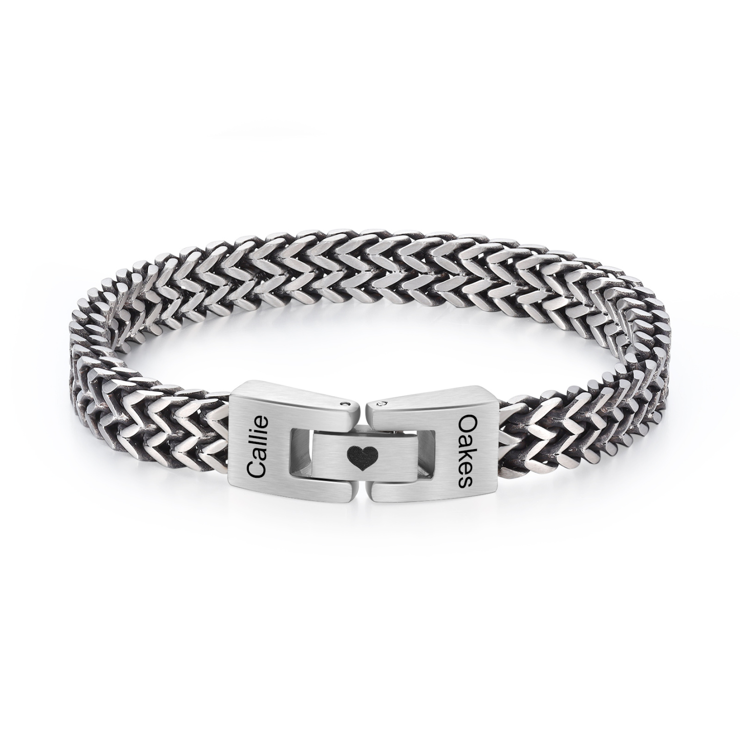 Bracelet Homme Personnalisé en Acier Inoxydable à Maillons Cubains avec Nom