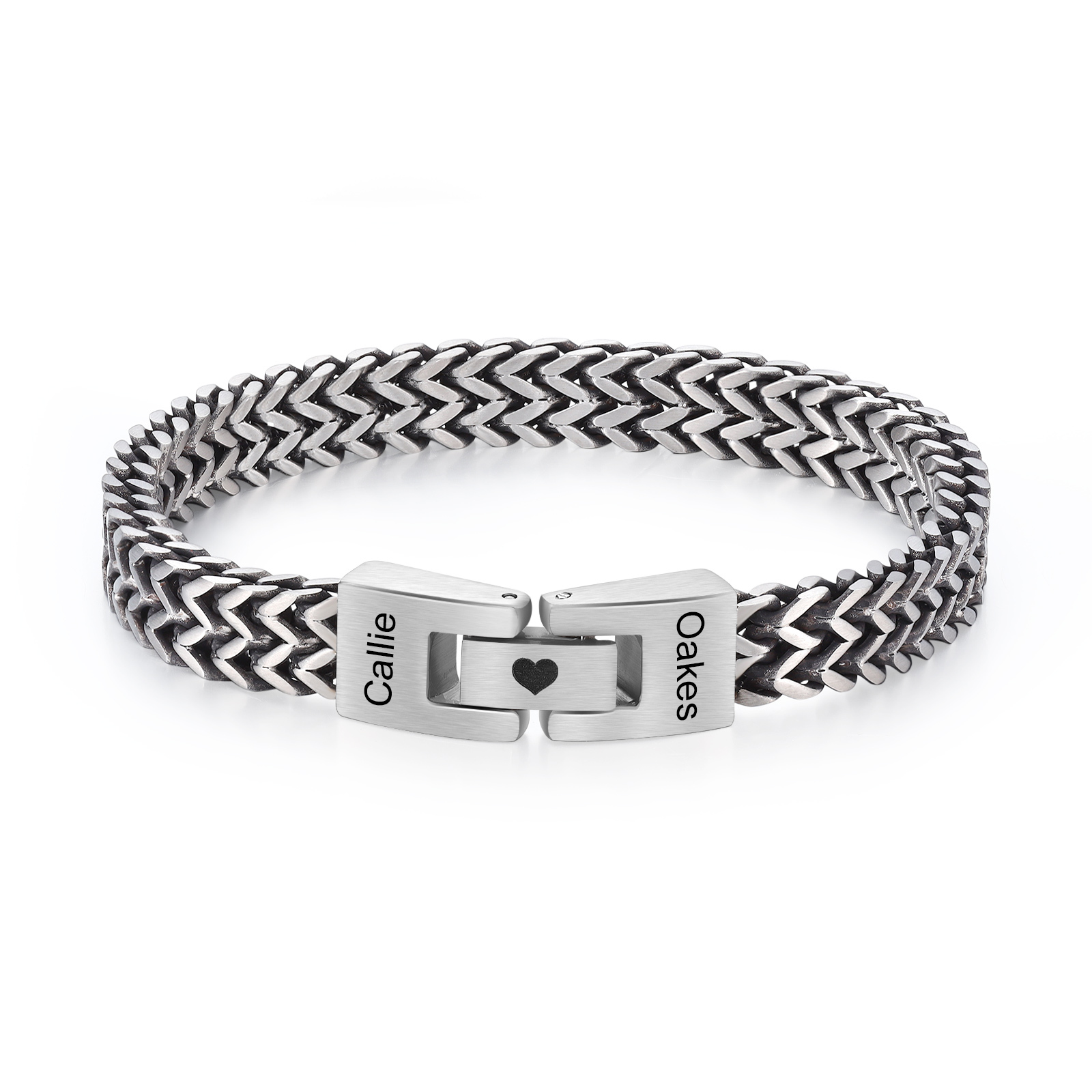 Bracelet Homme Personnalisé en Acier Inoxydable à Maillons Cubains avec Nom