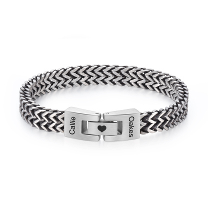 Bracelet Homme Personnalisé en Acier Inoxydable à Maillons Cubains avec Nom