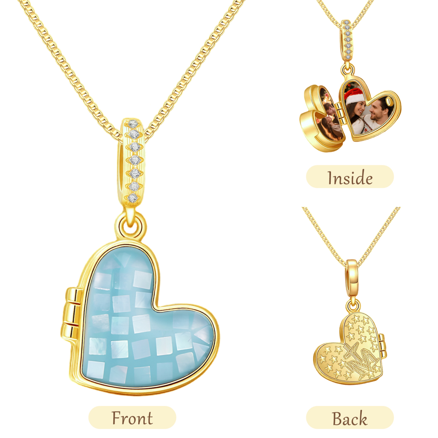 Collier Médaillon Cœur Personnalisé avec Photo pour Elle