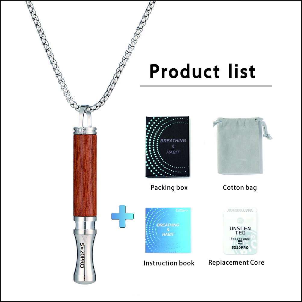Collier de Respiration avec Pendentif en Bois pour soulager l'Anxiété