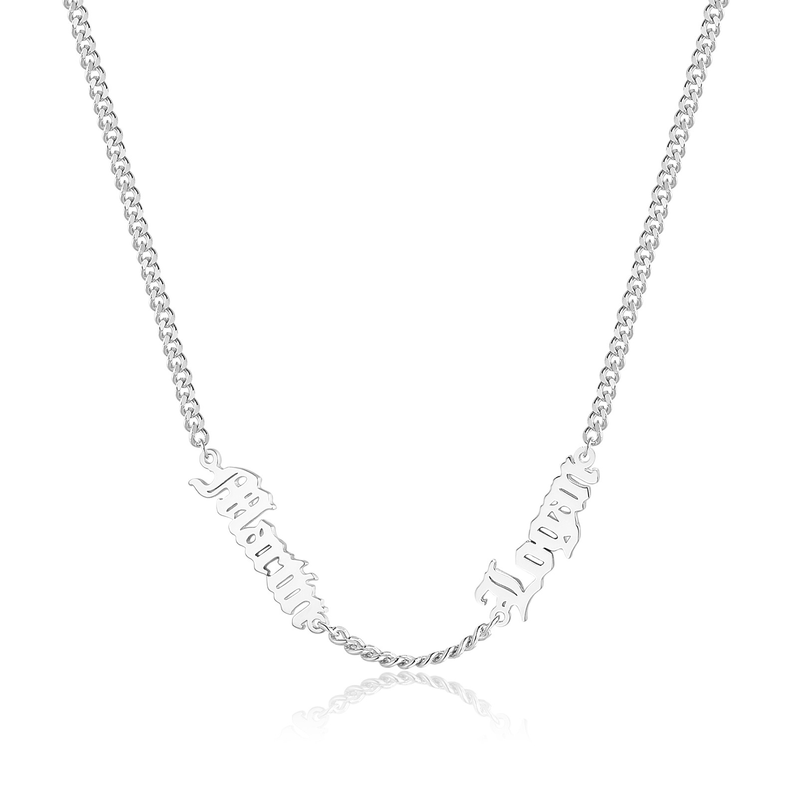 Collier Prénoms Gothique Personnalisable, 1-5 Noms