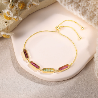 Bracelet personnalisé avec pierre de naissance, ajustable au design minimaliste