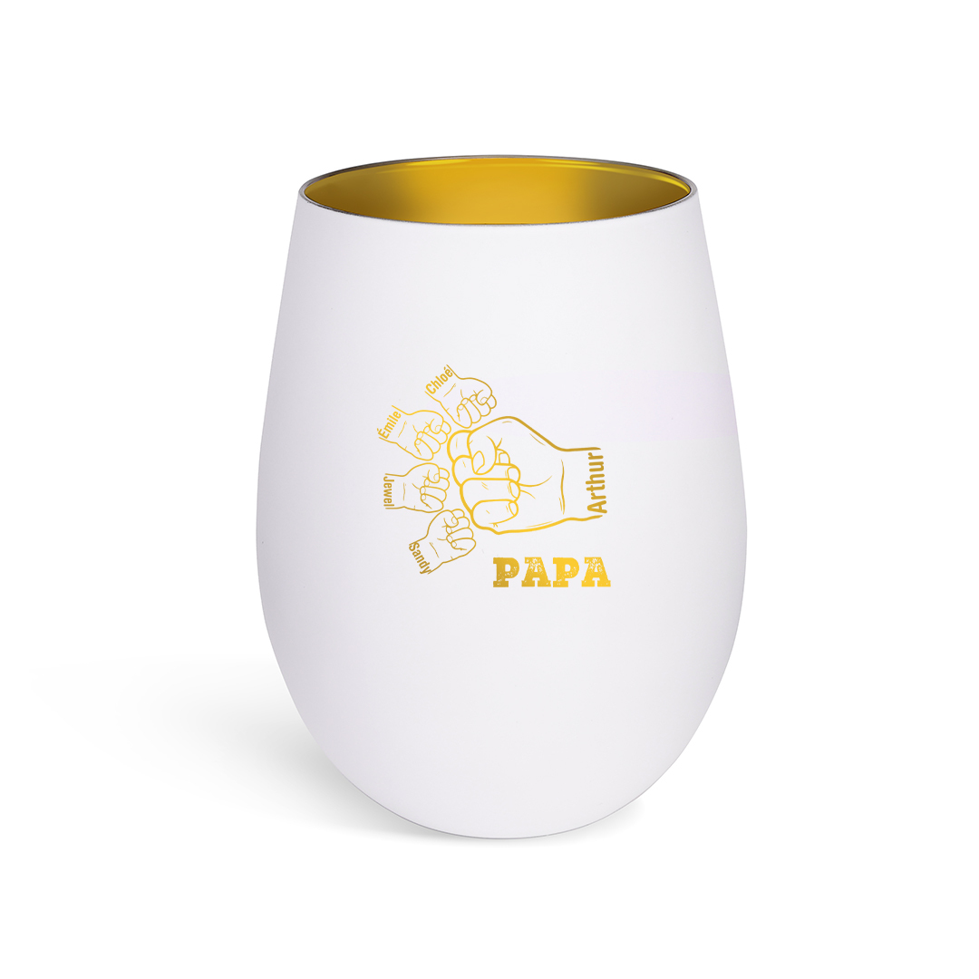 Photophore en Verre Personnalisé avec 1 à 8 Poings et Prénoms d'Enfants pour Papa/Papy/Papi